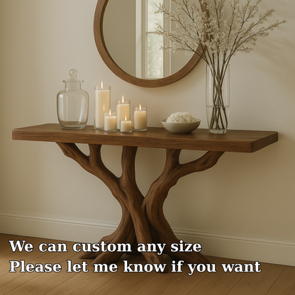 Handcrafted Solid Wood Console Table – Organic Root Design with Natural Sculptural Elegance