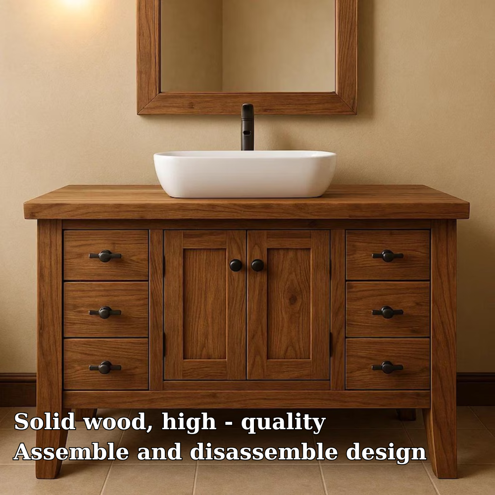 Handcrafted Solid Wood Bathroom Vanity – Classic Double Door Sink Cabinet Kitchnce