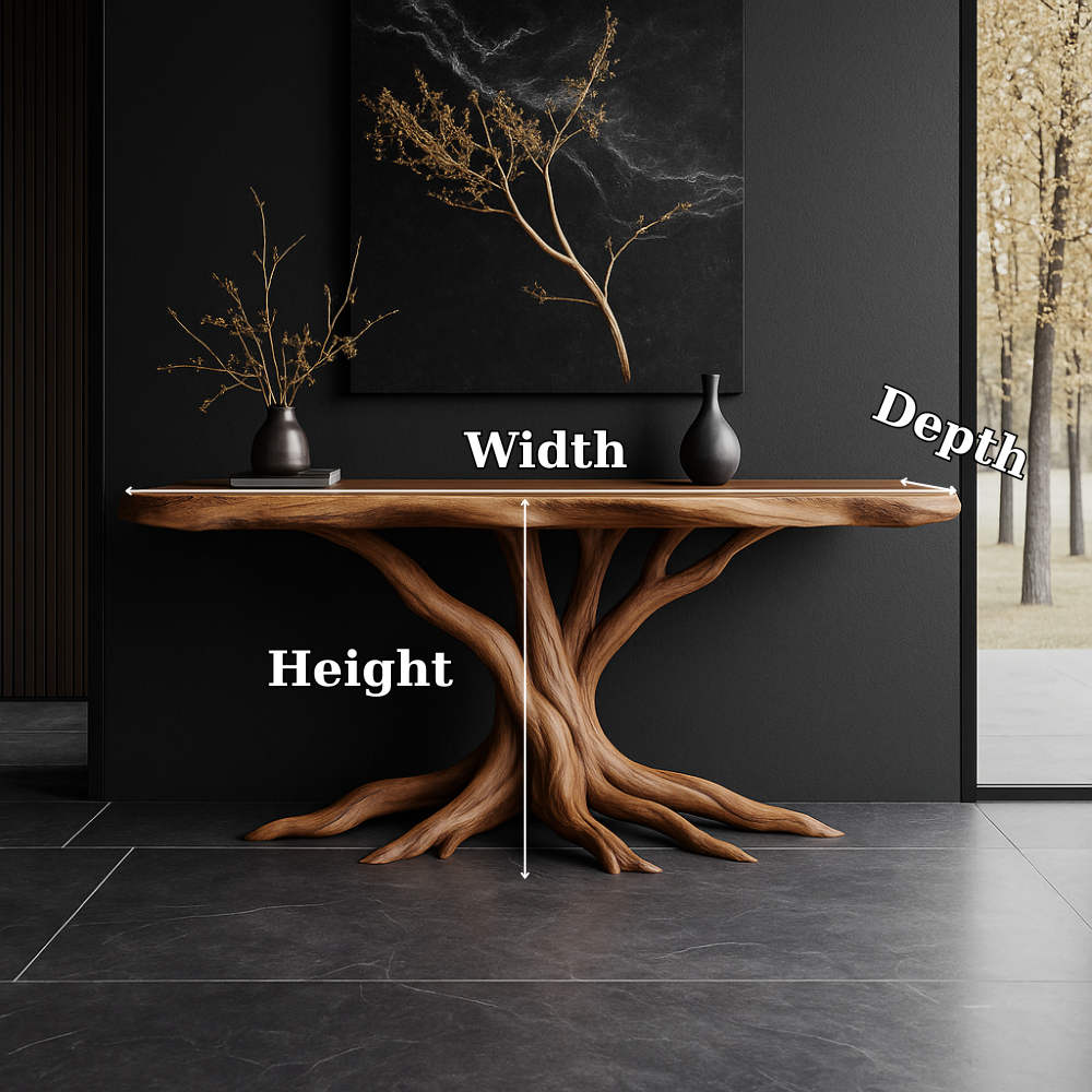 Handcrafted Solid Wood Console Table – Root-Inspired Organic Design for Luxury Living Spaces Kitchnce