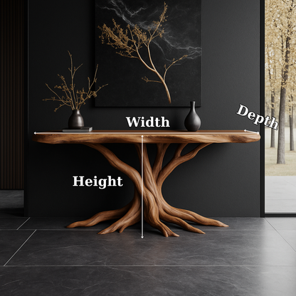 Handcrafted Solid Wood Console Table – Root-Inspired Organic Design for Luxury Living Spaces Kitchnce
