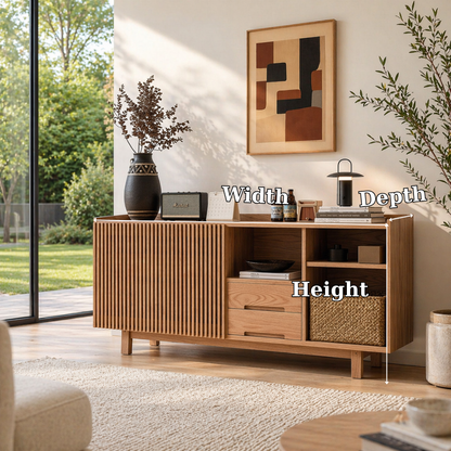 Solid Wood Console Sideboard – Modern Storage Cabinet for Living Room
