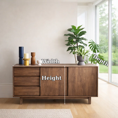 Scandinavian Style Sideboard Cabinet with Sliding Doors and Drawers – Storage Unit