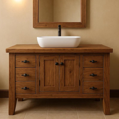 Handcrafted Solid Wood Bathroom Vanity – Classic Double Door Sink Cabinet Kitchnce