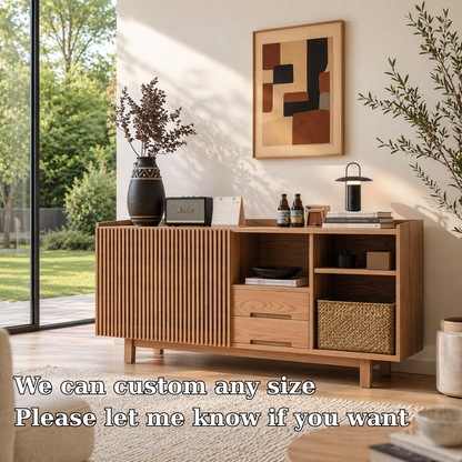 Solid Wood Console Sideboard – Modern Storage Cabinet for Living Room