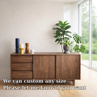 Scandinavian Style Sideboard Cabinet with Sliding Doors and Drawers – Storage Unit