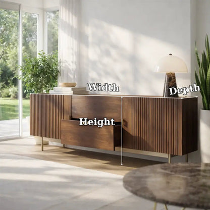 Modern Console Table with Fluted Doors & Center Drawer Kitchnce