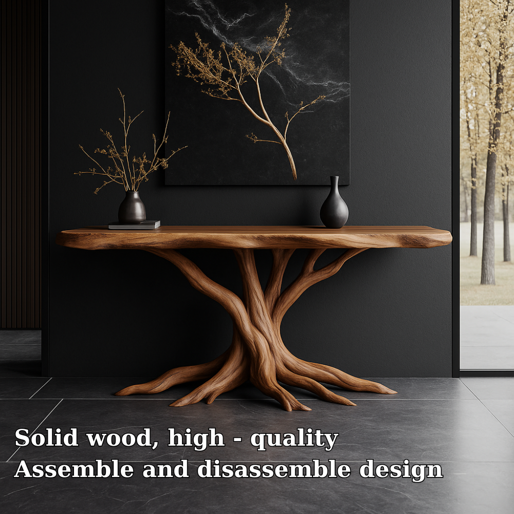 Handcrafted Solid Wood Console Table – Root-Inspired Organic Design for Luxury Living Spaces Kitchnce