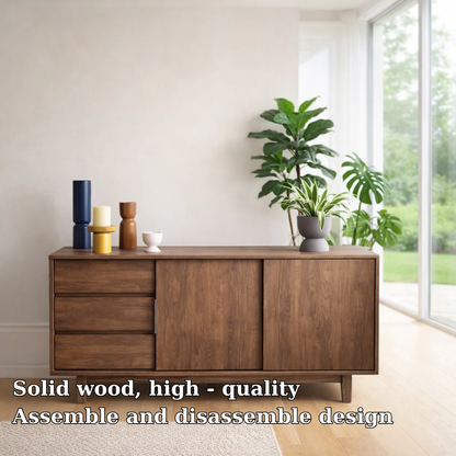 Scandinavian Style Sideboard Cabinet with Sliding Doors and Drawers – Storage Unit