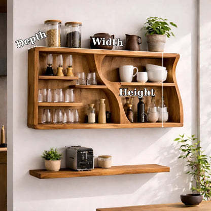 Solid Wood Kitchen Cabinet Shelf – Modern Wall Mounted Storage Display Kitchnce