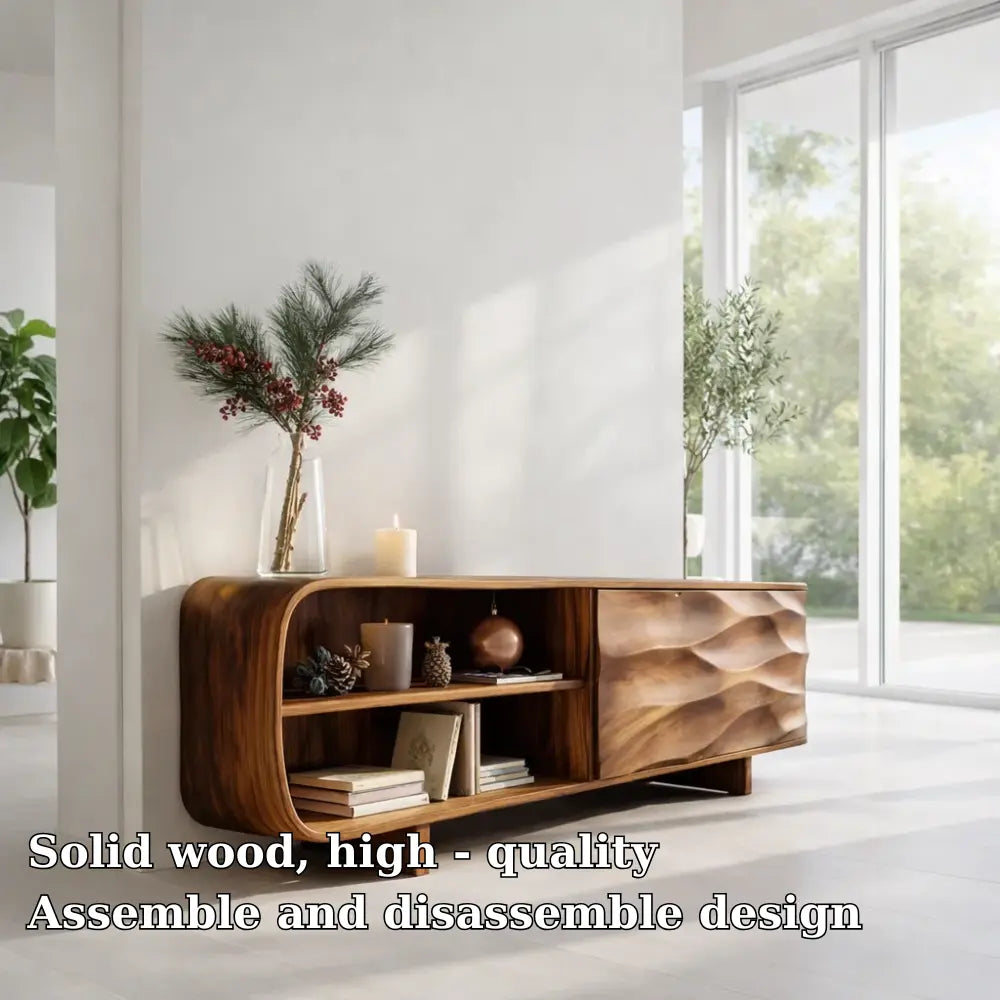 Modern Console Table with Curved Frame & Carved Front Panel Kitchnce