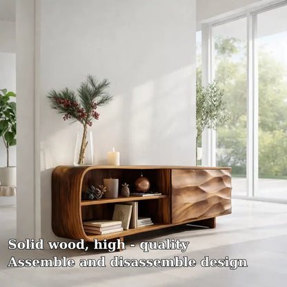 Modern Console Table with Curved Frame & Carved Front Panel Kitchnce