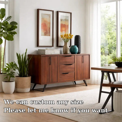 Modern Walnut Console Table with Drawers & Cabinet Kitchnce