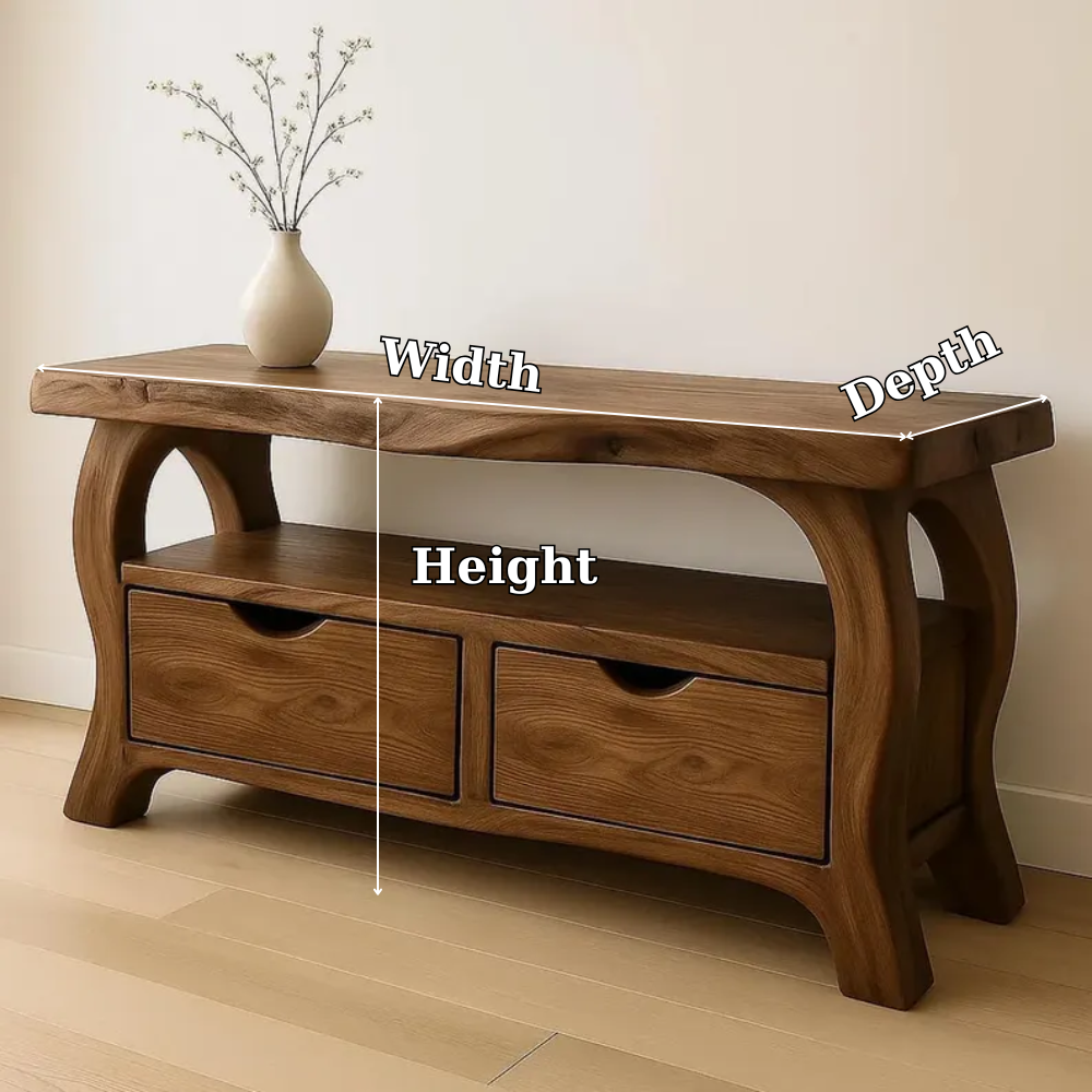 Handcrafted Solid Wood TV Stand with Drawers – Modern Organic Media Console Kitchnce