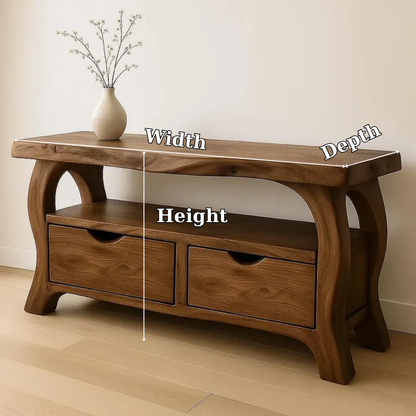 Handcrafted Solid Wood TV Stand with Drawers – Modern Organic Media Console Kitchnce