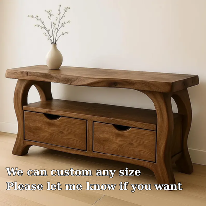 Handcrafted Solid Wood TV Stand with Drawers – Modern Organic Media Console Kitchnce