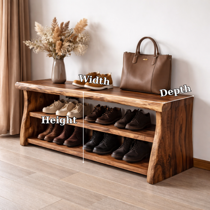 Solid Wood Entryway Bench with Shoe Storage Shelf – Rustic Wooden Shoe Rack Bench Kitchnce
