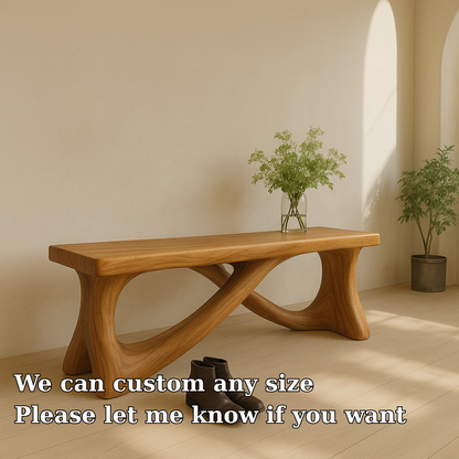 Handcrafted Solid Wood Bench – Modern Organic Design with Elegant Curved Sculptural Form Kitchnce
