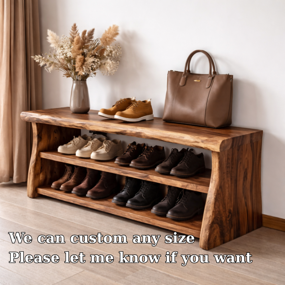 Solid Wood Entryway Bench with Shoe Storage Shelf – Rustic Wooden Shoe Rack Bench Kitchnce