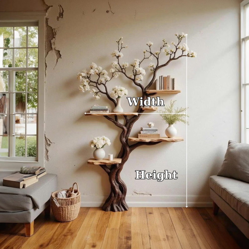 Blossomwood Handcrafted Solid Wood Tree Bookshelf