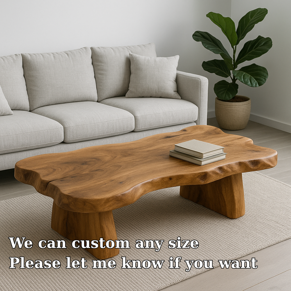 Handcrafted Solid Wood Coffee Table – Live Edge Natural Design for Modern Minimal Interiors Kitchnce