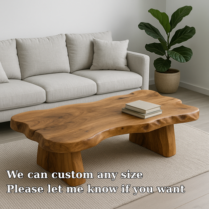 Handcrafted Solid Wood Coffee Table – Live Edge Natural Design for Modern Minimal Interiors Kitchnce