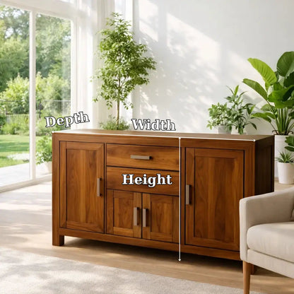 Modern Solid Wood Sideboard Console Table with Multi Storage Compartments Kitchnce