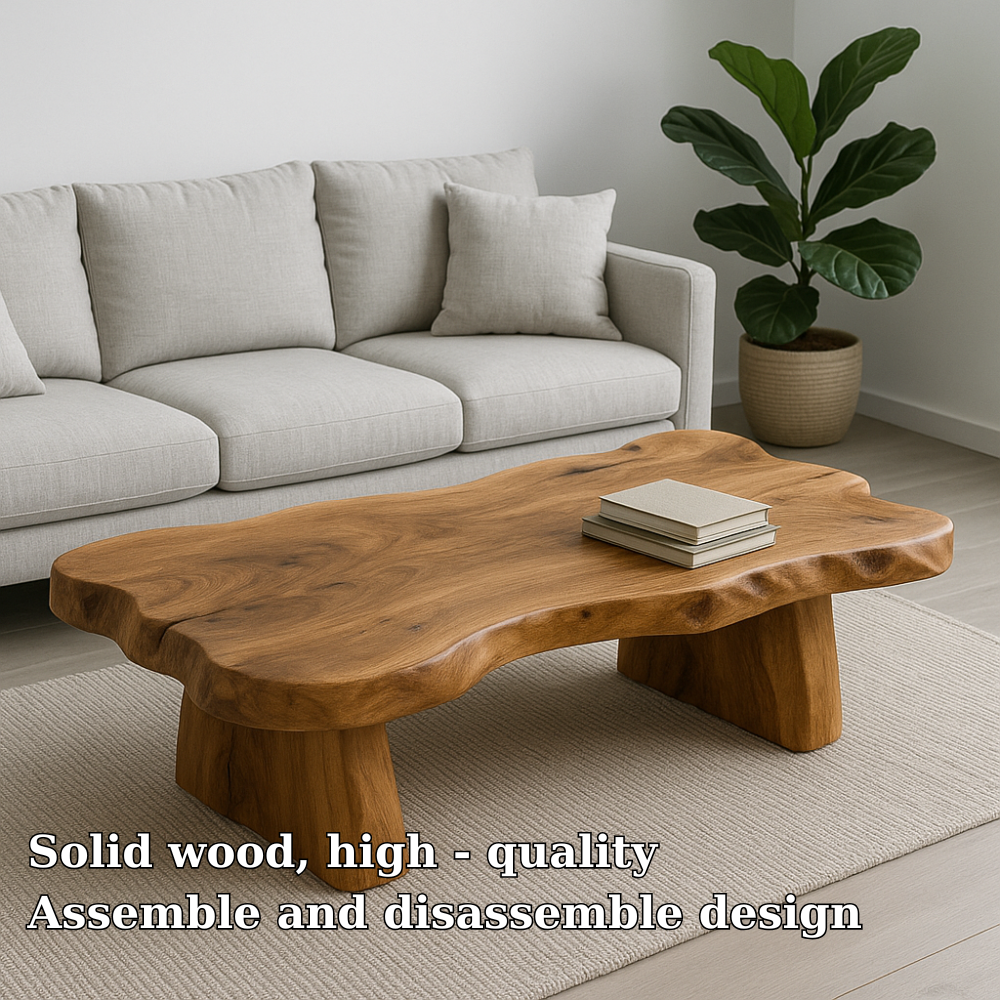 Handcrafted Solid Wood Coffee Table – Live Edge Natural Design for Modern Minimal Interiors Kitchnce