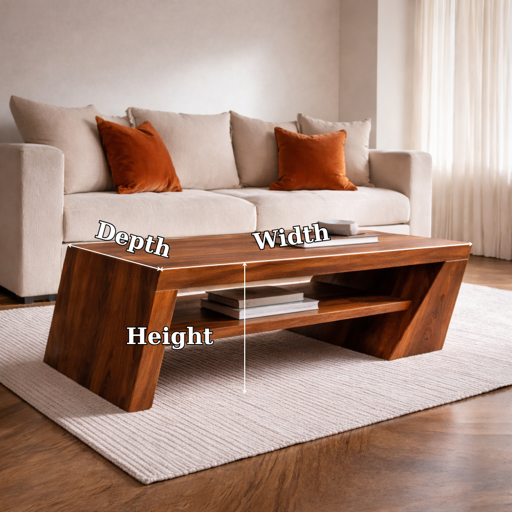 Solid Wood Coffee Table with Angled Legs and Modern Storage – Stylish Living Room Furniture