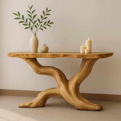 Handcrafted Solid Wood Console Table with Organic Branch Design – Modern Natural Elegance Kitchnce