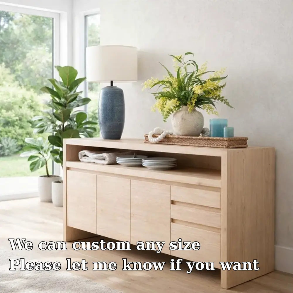 Modern Console Table with Open Shelf & Cabinet Storage Kitchnce