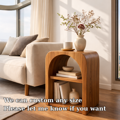 Solid Wood End Table with Storage Shelf – Modern Wooden Side Table for Living Room Kitchnce