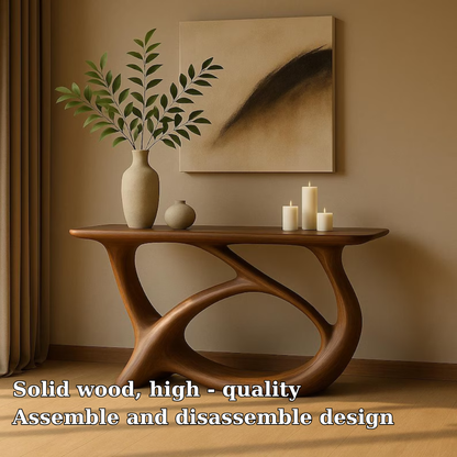 Handcrafted Solid Wood Console Table with Sculptural Flow Design – Modern Organic Art Kitchnce