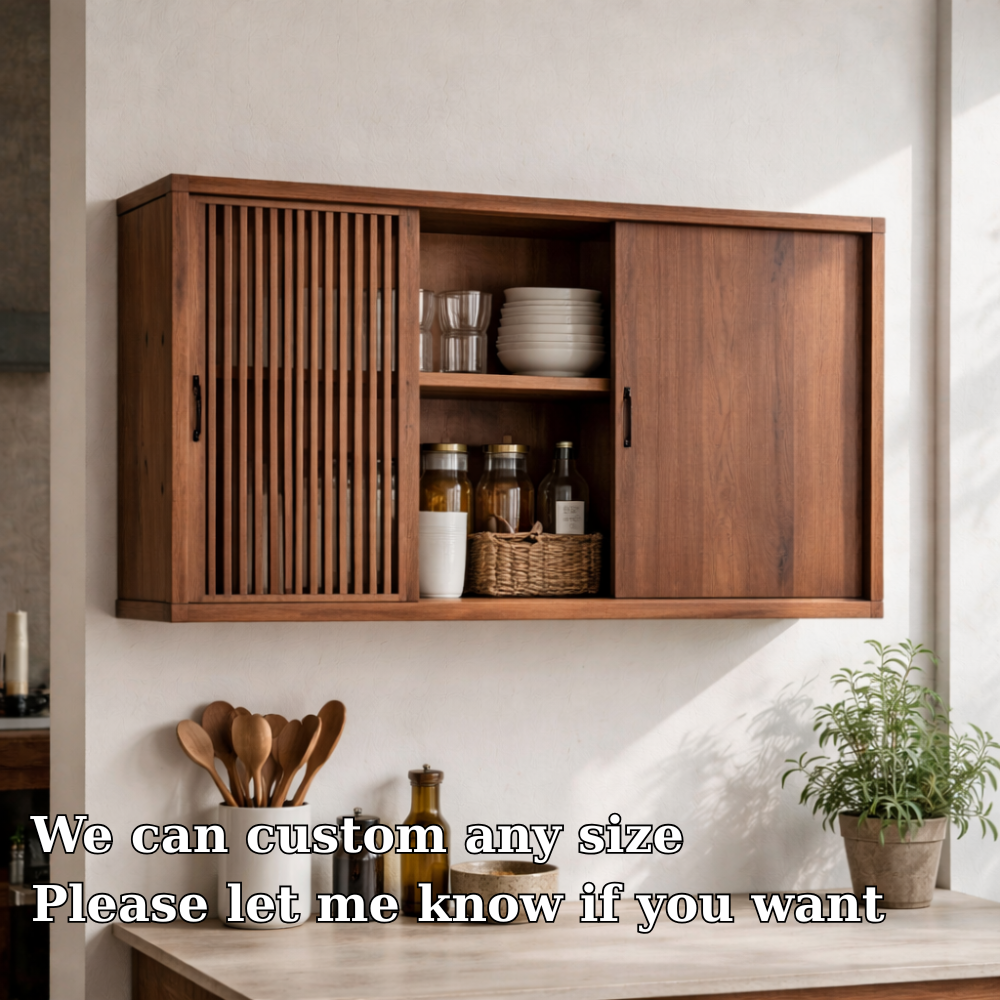 Wooden Kitchen Cabinet with Sliding Doors | Modern Wall-Mounted Storage Kitchnce