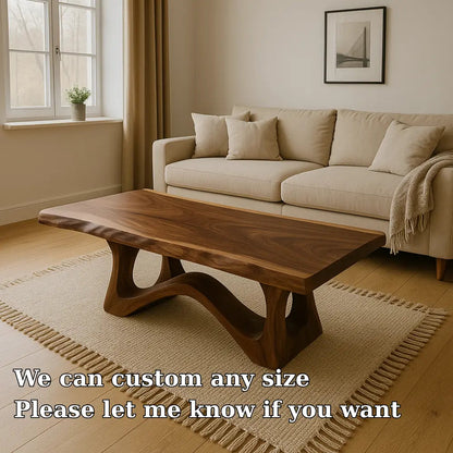 Handcrafted Solid Wood Coffee Table with Organic Flow Design – Modern Minimalist Style Kitchnce