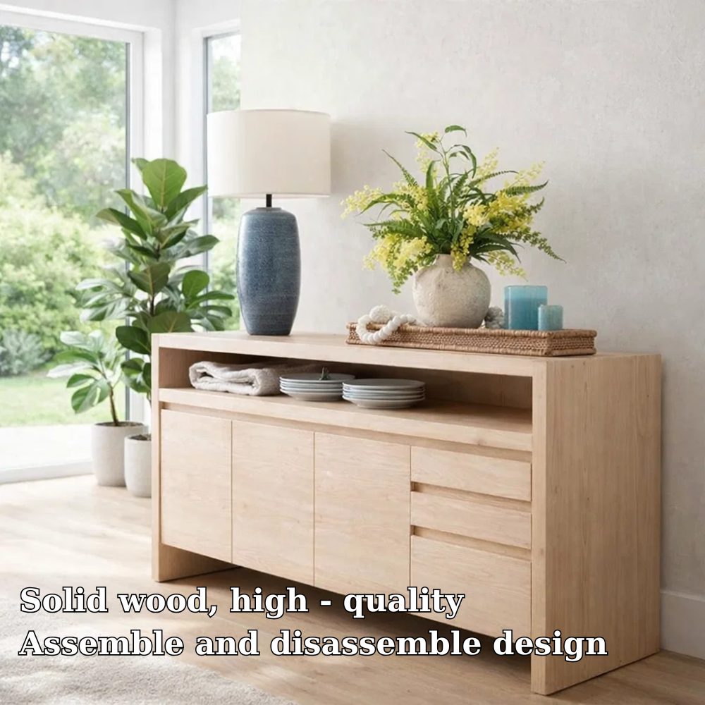 Minimalist Sideboard Cabinet with Open Shelf – Modern Buffet Storage Console