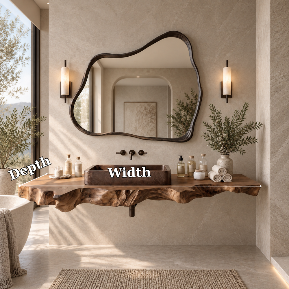 Sierra Live Edge Solid Wood Floating Bathroom Vanity