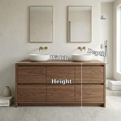Solid Wood Bathroom Vanity Cabinet Double Sink Base Modern Storage Unit