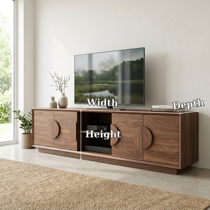 Modern Solid Wood Media Console with Storage – Minimal TV Stand with Cabinets