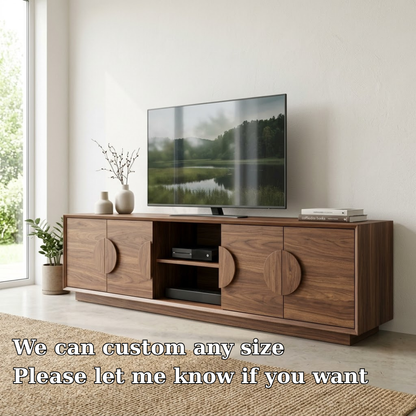 Modern Solid Wood Media Console with Storage – Minimal TV Stand with Cabinets