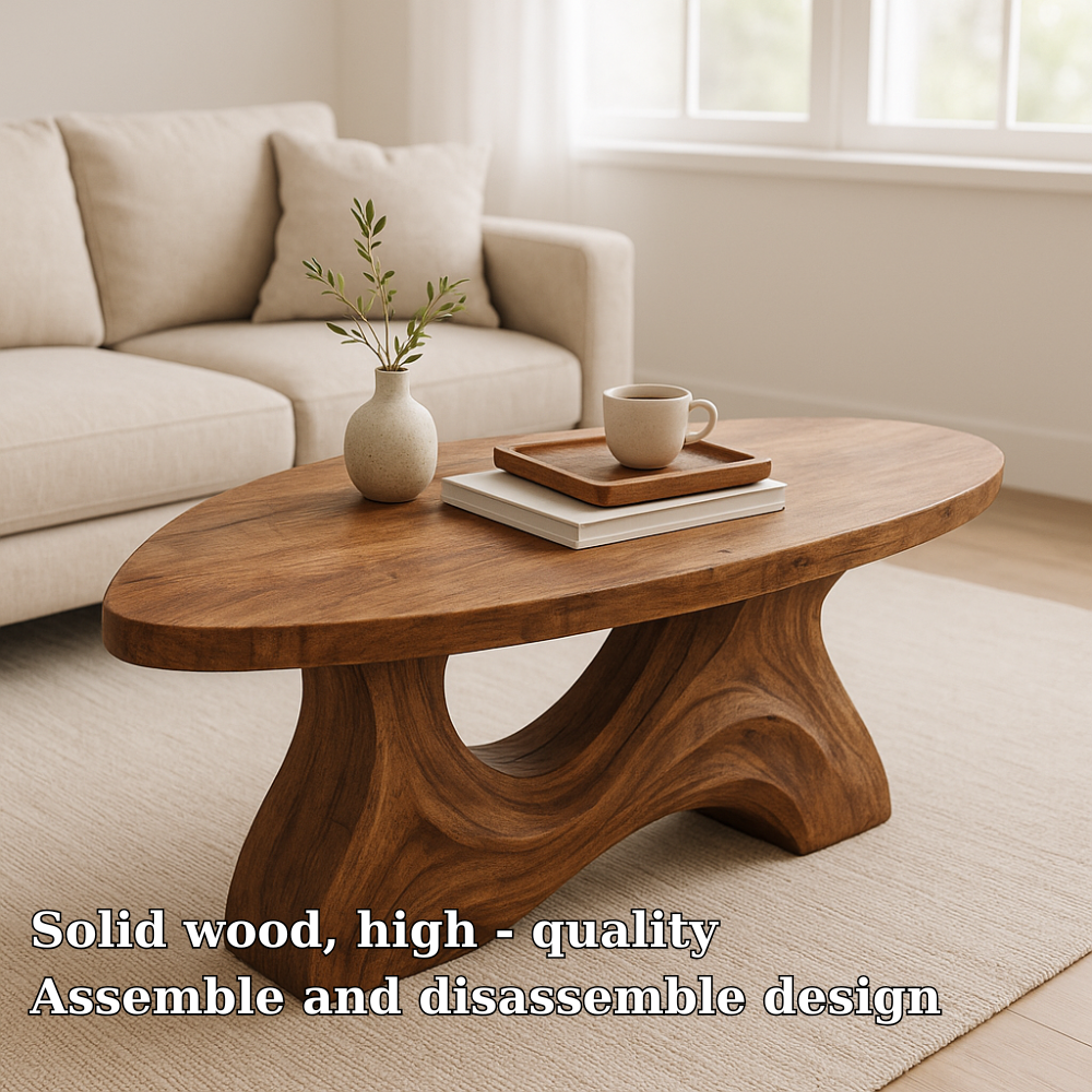 Handcrafted Solid Wood Coffee Table – Sculptural Organic Design for Modern Living Interiors Kitchnce