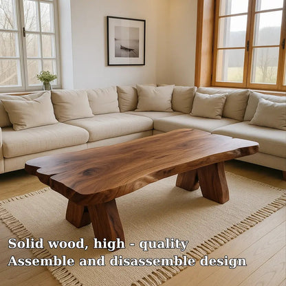 Handcrafted Solid Wood Coffee Table with Live Edge Design – Natural Modern Centerpiece Kitchnce