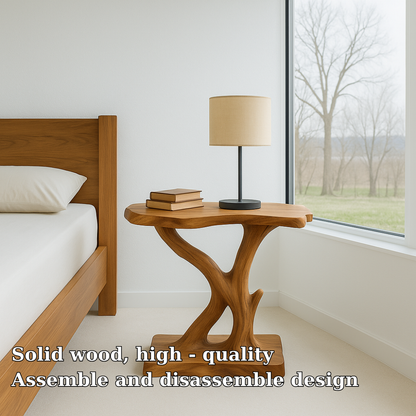 Handcrafted Solid Wood Nightstand – Sculptural Organic Bedside Table Design Kitchnce