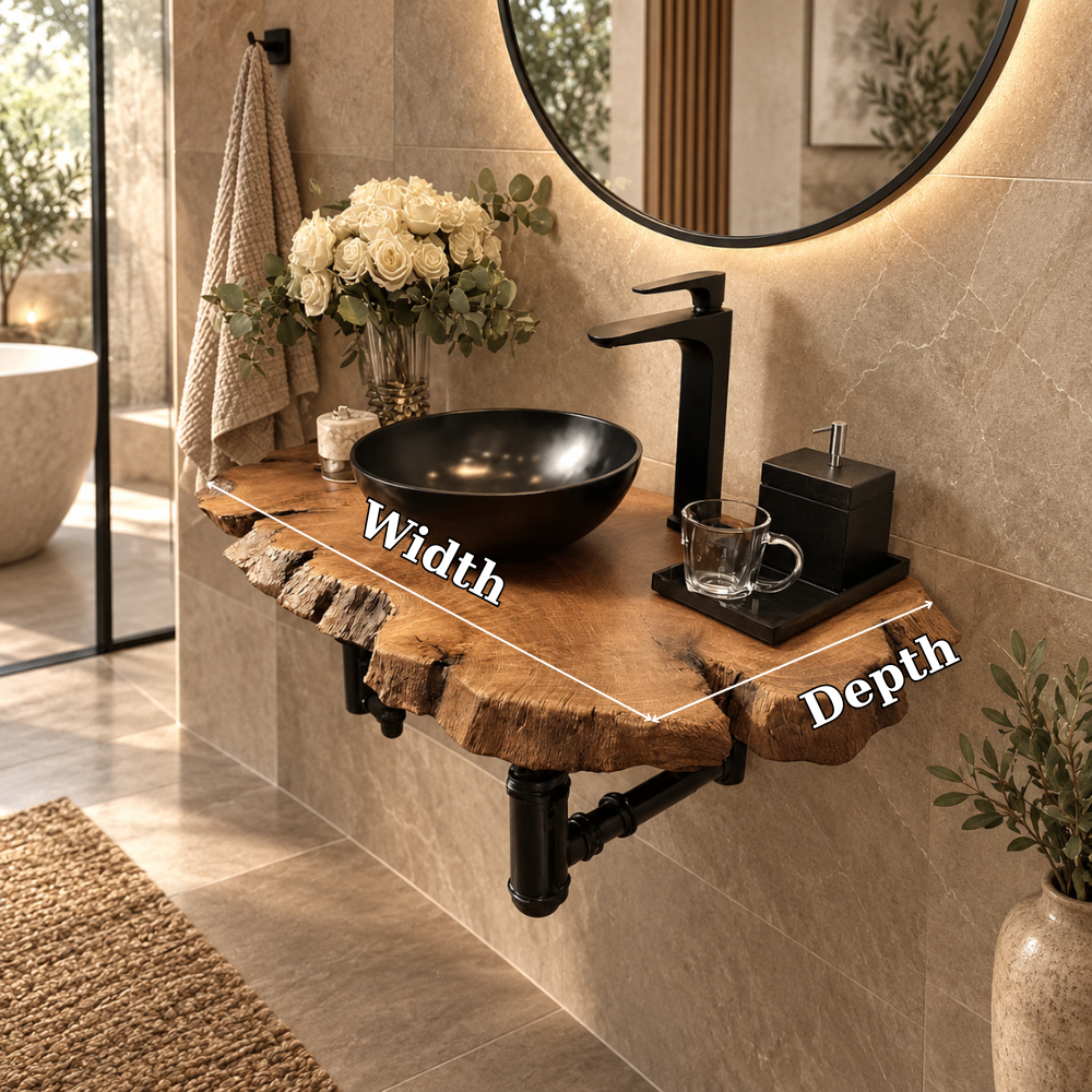 Rivelle Live Edge Solid Wood Corner Bathroom Vanity