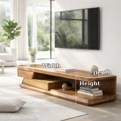 Solid Wood TV Cabinet Modern Low Profile Media Console Kitchnce