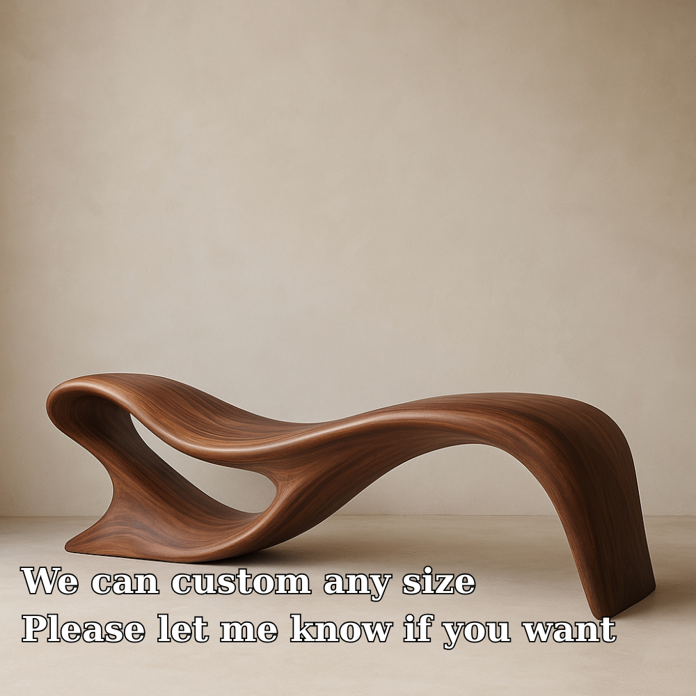 Modern Organic Solid Wood Bench – Artistic Curved Wooden Seating Bench Kitchnce