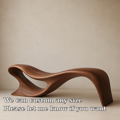 Modern Organic Solid Wood Bench – Artistic Curved Wooden Seating Bench Kitchnce