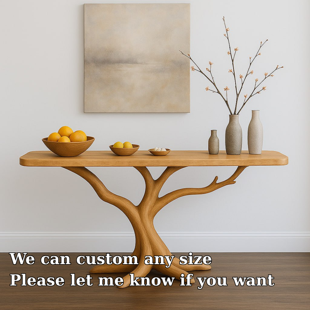 Handcrafted Solid Wood Console Table with Tree Branch Design – Organic Modern Entryway Furniture Kitchnce