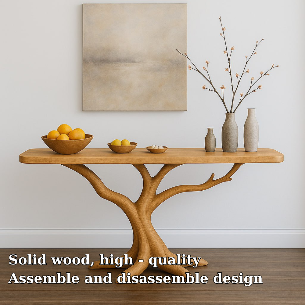 Handcrafted Solid Wood Console Table with Tree Branch Design – Organic Modern Entryway Furniture Kitchnce