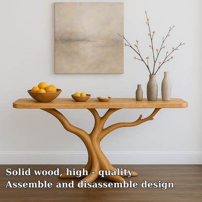 Handcrafted Solid Wood Console Table with Tree Branch Design – Organic Modern Entryway Furniture Kitchnce