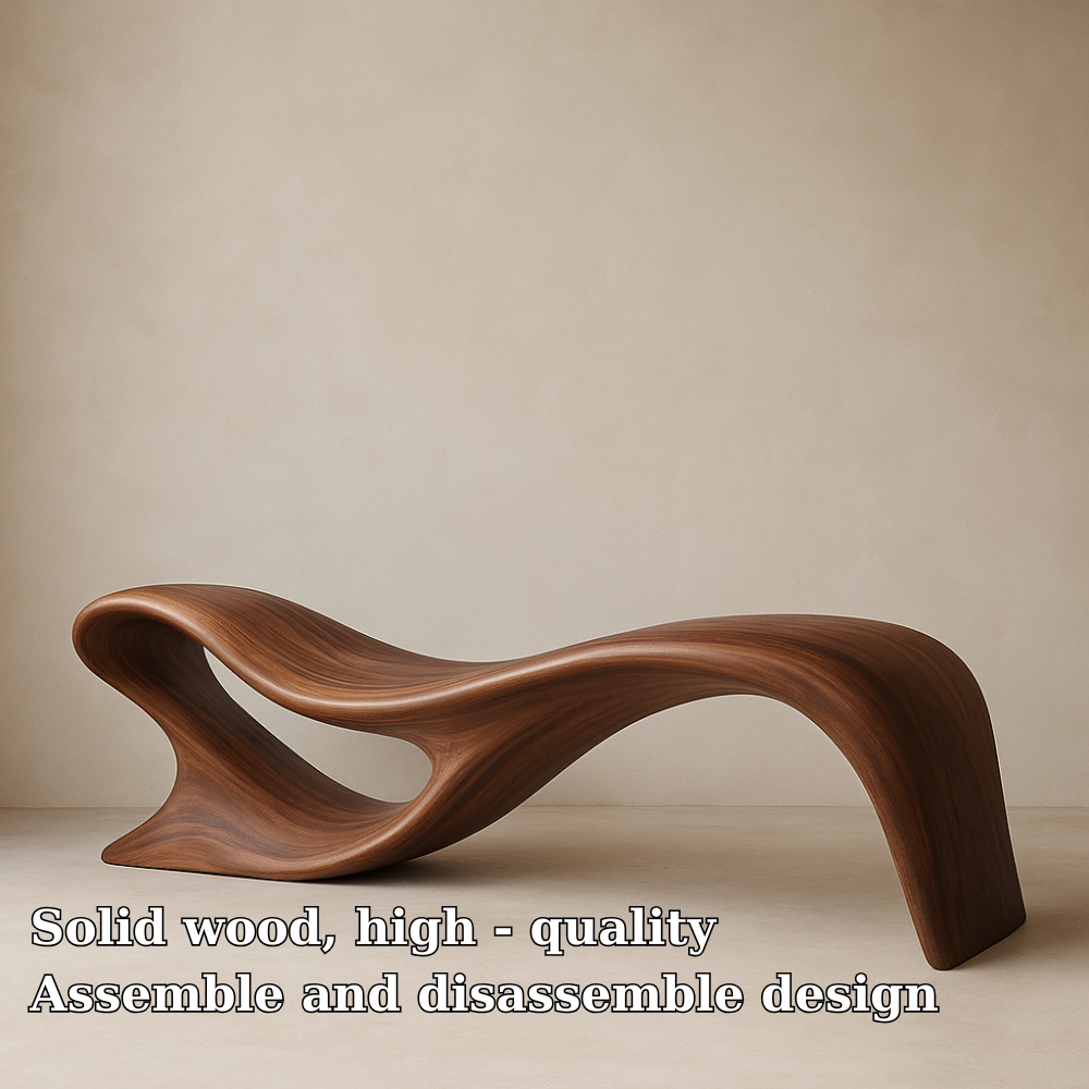 Modern Organic Solid Wood Bench – Artistic Curved Wooden Seating Bench Kitchnce
